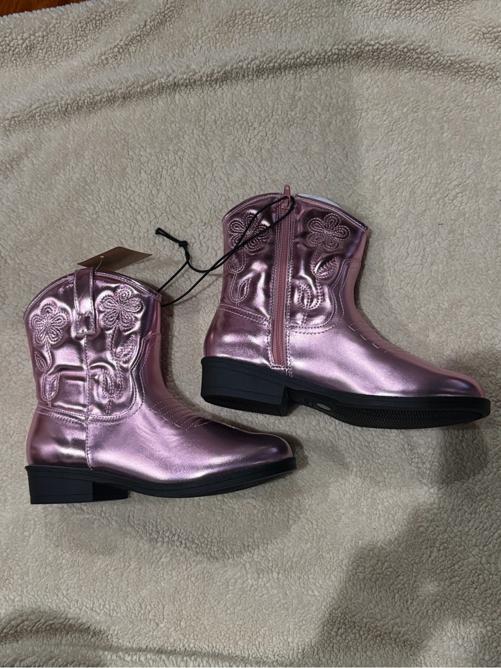 Thereabouts Metallic Pink Embroidered Girls' Western Boots Size 3